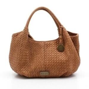 Hayden Harnett Woven Havana Hobo Bag Womens Large Tan Faux Leather Shoulder Bag
